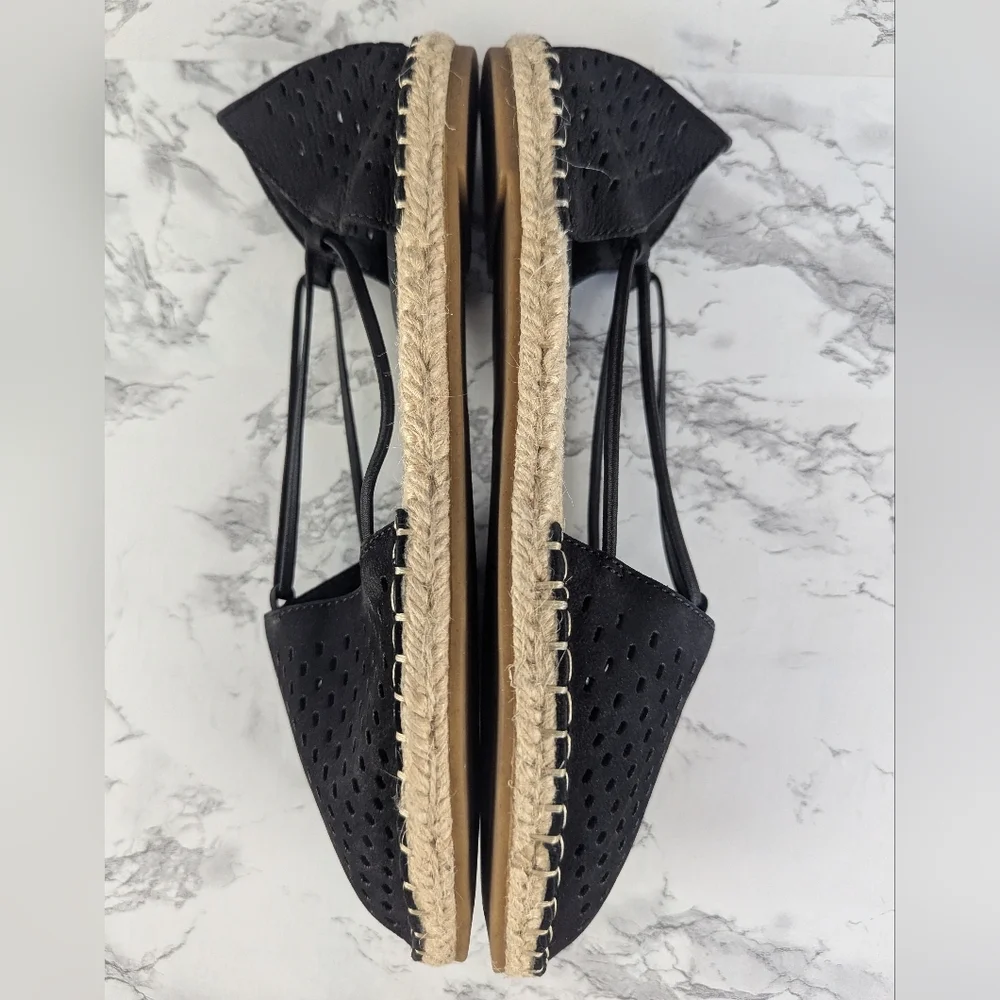 Eileen Fisher Black Perforated Suede Lace Espadrilles Size 7.5 - Picture 7 of 11